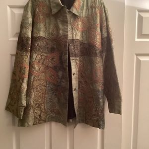 Chico’s embroidered silk shell